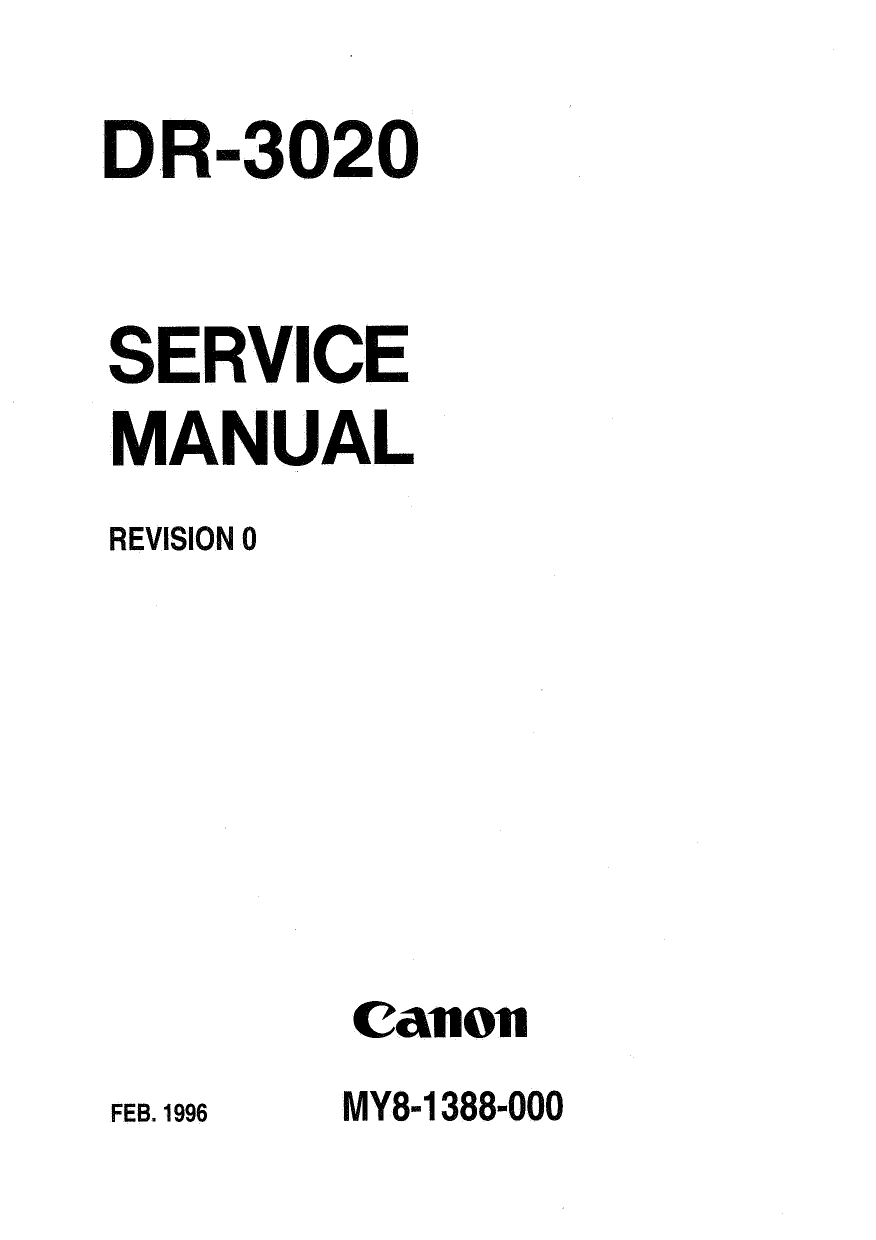 Canon Options DR-3020 Document-Scanner Parts and Service Manual-1